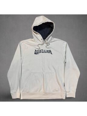 Quiksilver Since 1969 Graphic Pullover Hoodie Cream Size Medium